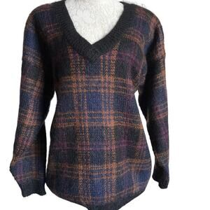 Vintage Paul Harris Mohair Blend Plaid Sweater M Dark Academia Fall Photos